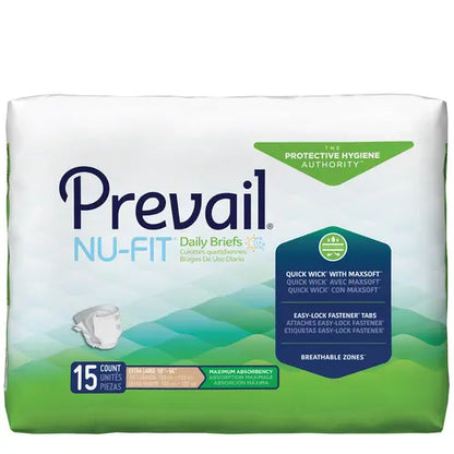 Prevail Nu-Fit Adult Briefs with Tabs, Maximum